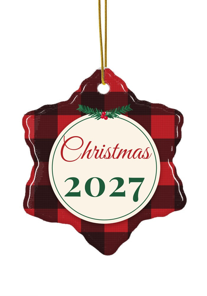 Buffalo Plaid ornament, snowflake shape