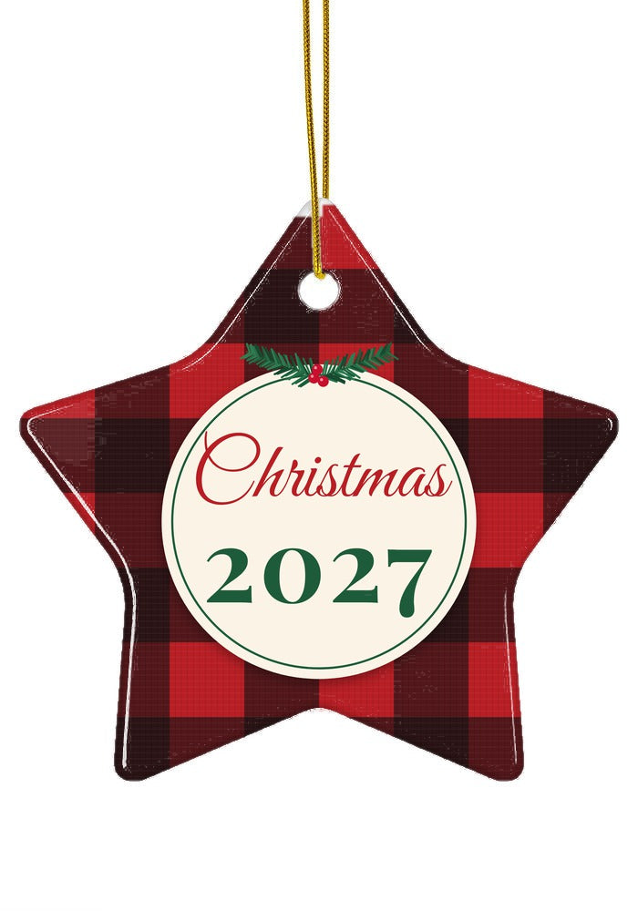 Buffalo Plaid ornament, star shape