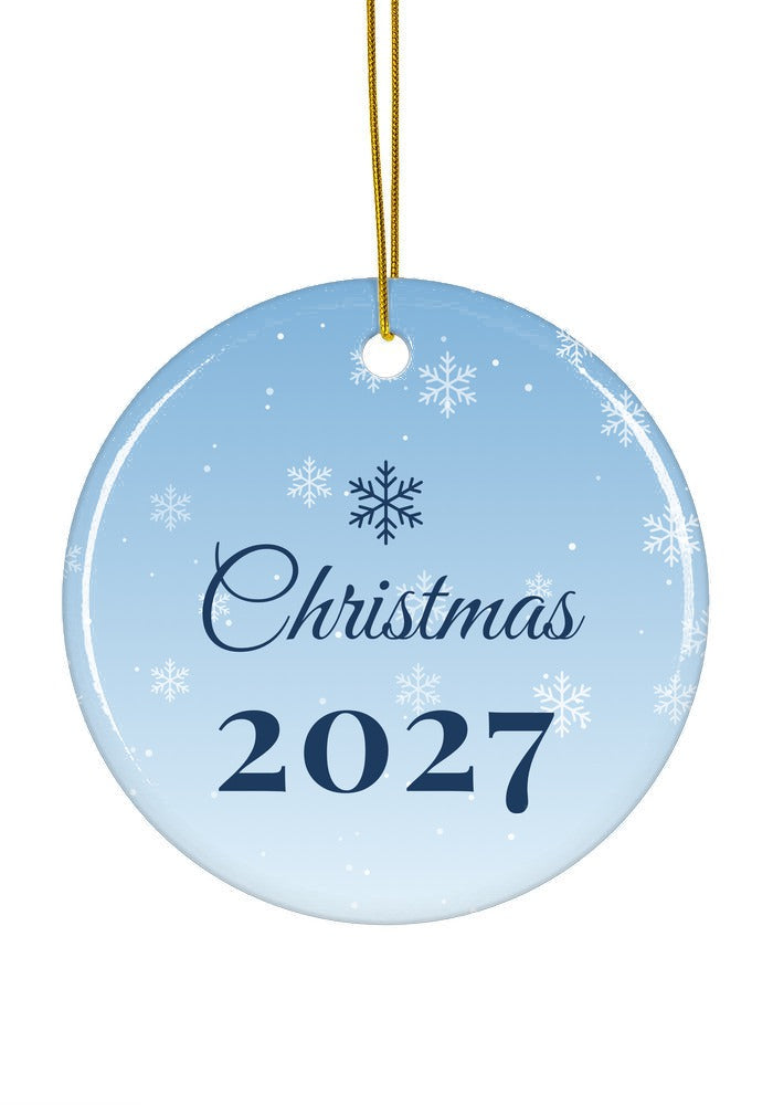 Snowy Blue ornament, circle shape