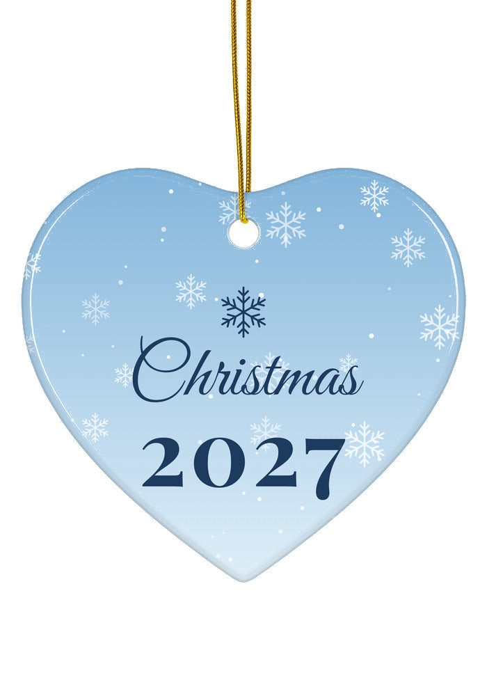 Snowy Blue ornament, heart shape
