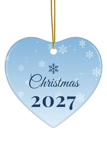 Snowy Blue ornament, heart shape