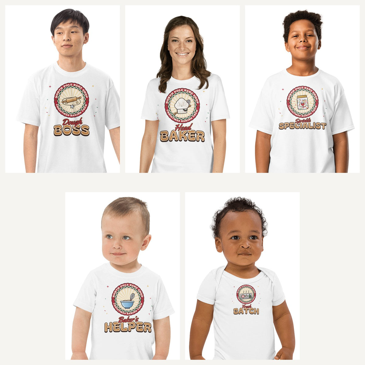 Christmas Baking Crew Family Shirts in White, family set