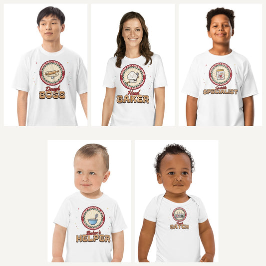 Christmas Baking Crew Family Shirts in White, family set