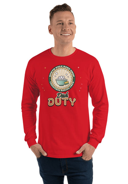 Dish Duty long sleeve pajama tee in Red