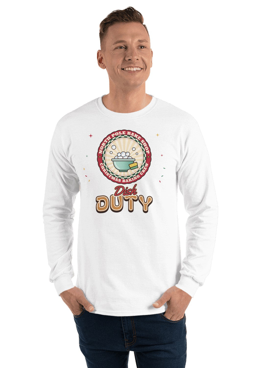 Dish Duty long sleeve pajama tee in White