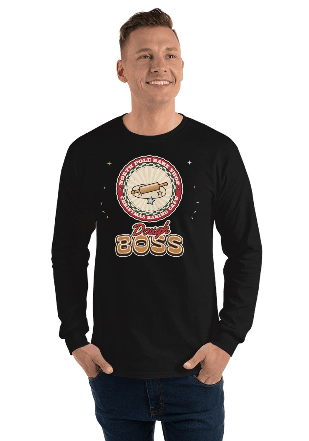 Dough Boss long sleeve pajama tee in Black