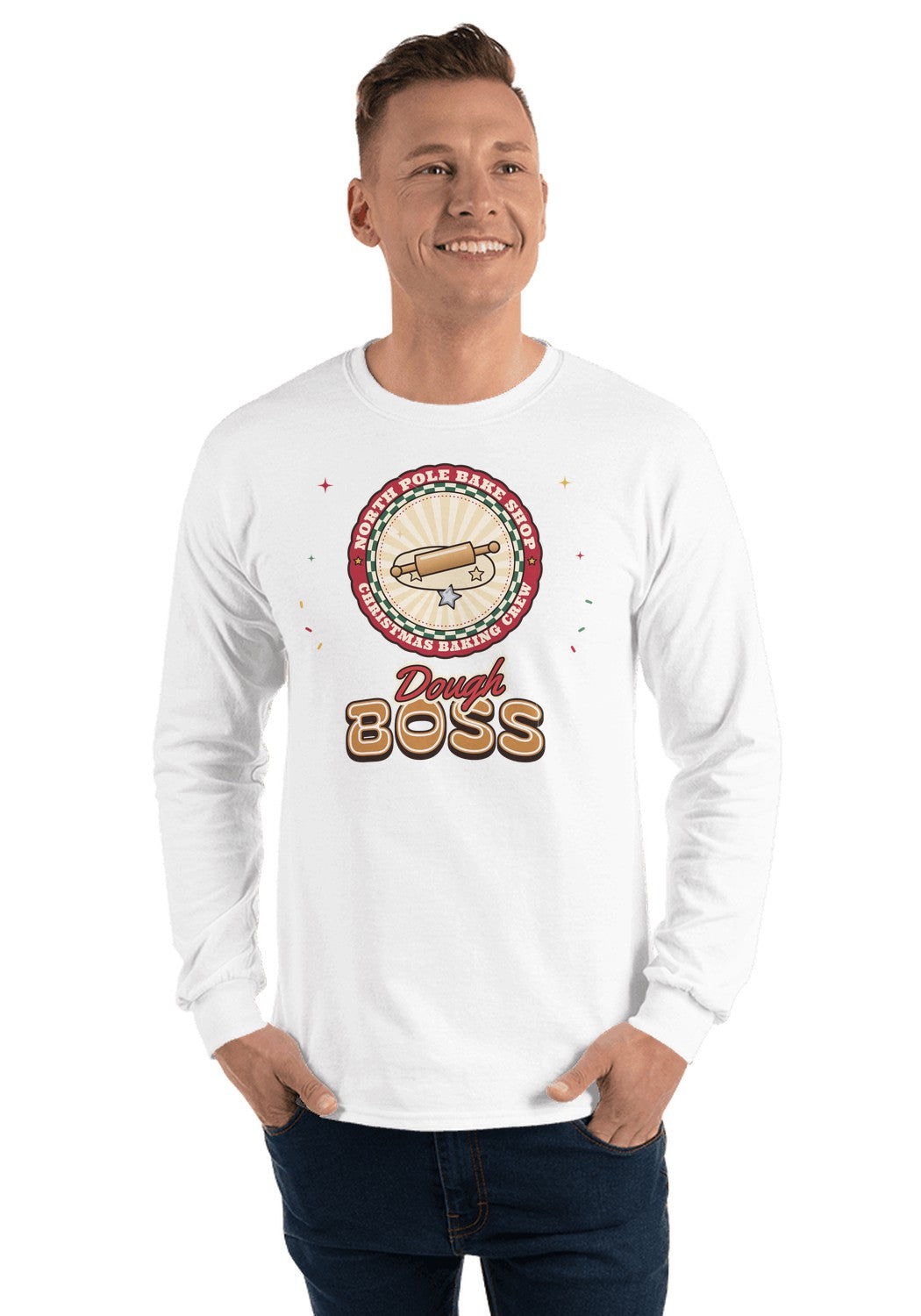 Dough Boss long sleeve pajama tee in White