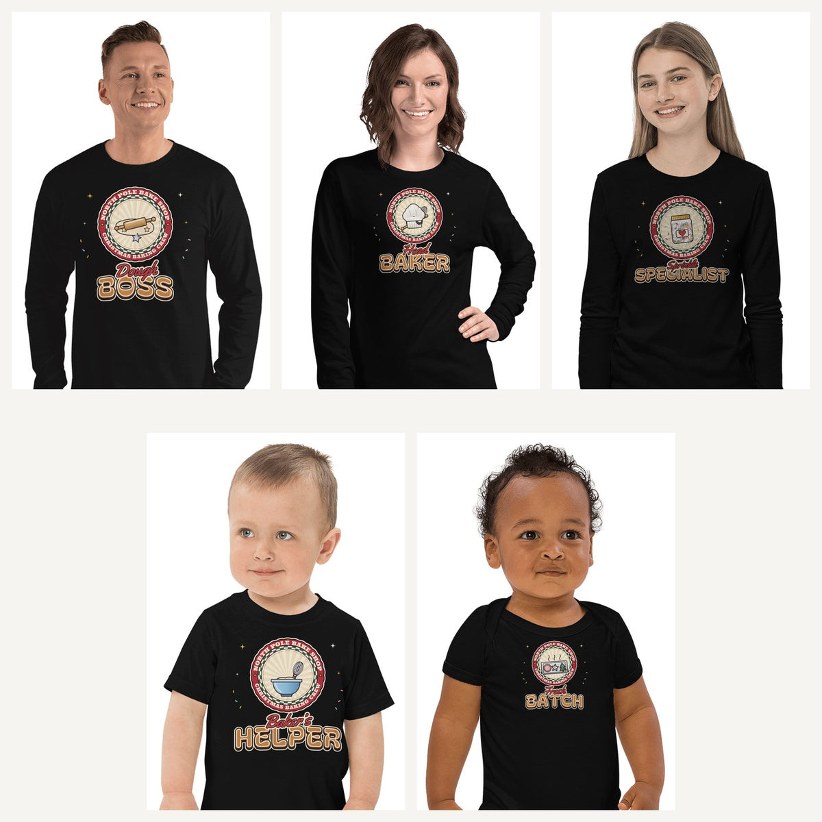 Christmas Baking Crew Pajama Shirts in Black, family set