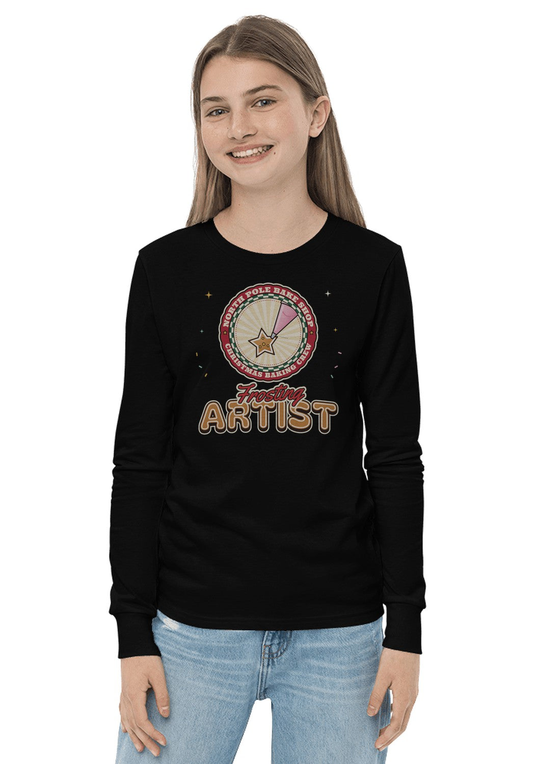 Frosting Artist long sleeve pajama tee in Black