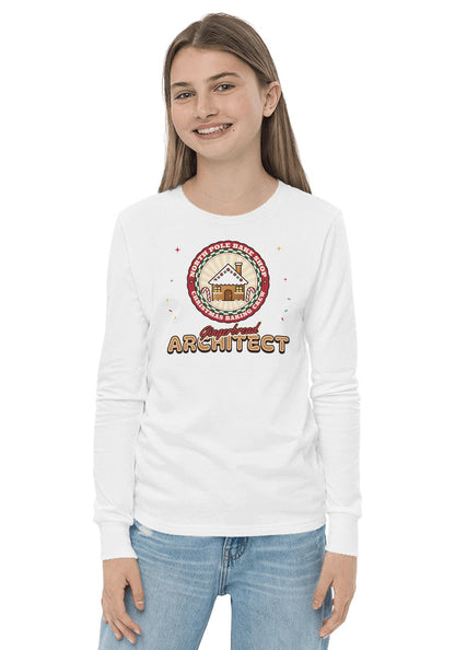 Gingerbread Architect long sleeve pajama tee in White