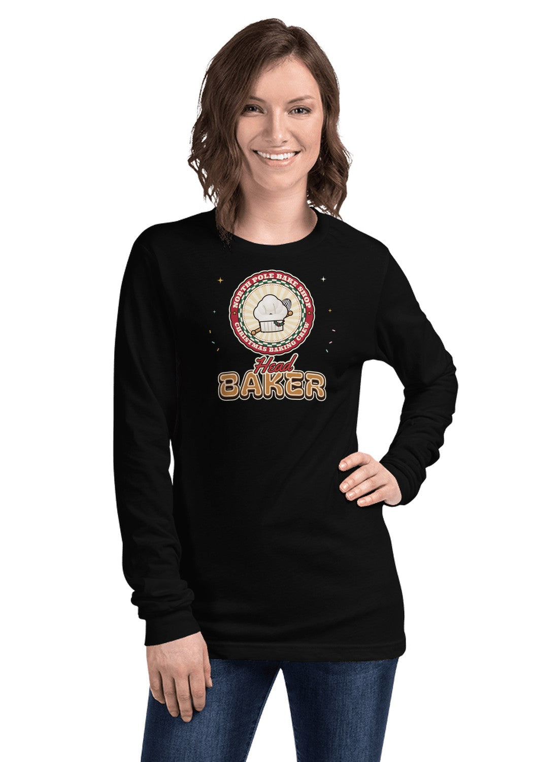 Head Baker long sleeve pajama tee in Black
