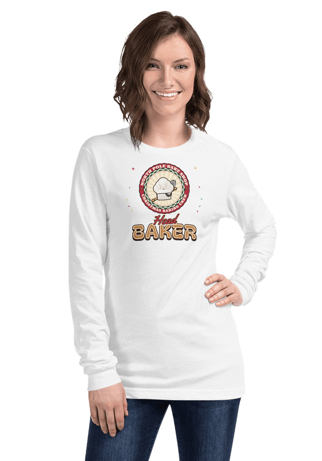 Head Baker long sleeve pajama tee in White