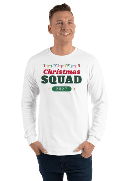 Christmas Squad long sleeve pajama tee in White