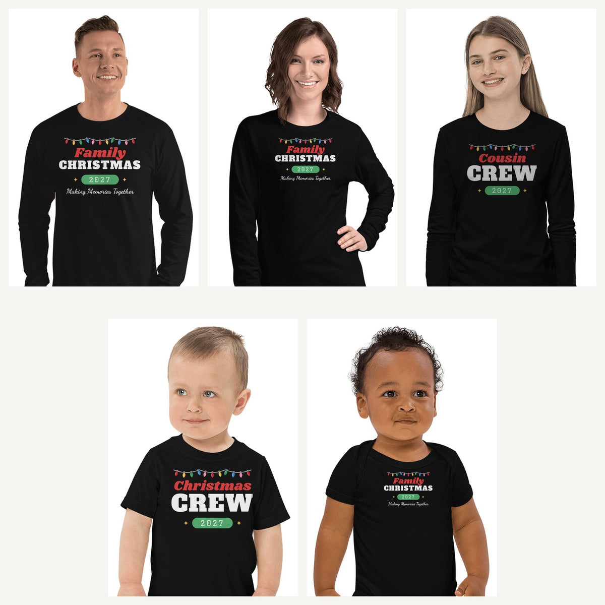 Christmas Crew 2026 Pajama Shirts in Black, family set