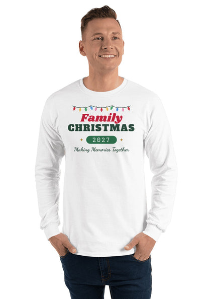 Family Christmas long sleeve pajama tee in White