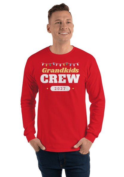 Grandkids Crew long sleeve pajama tee in Red