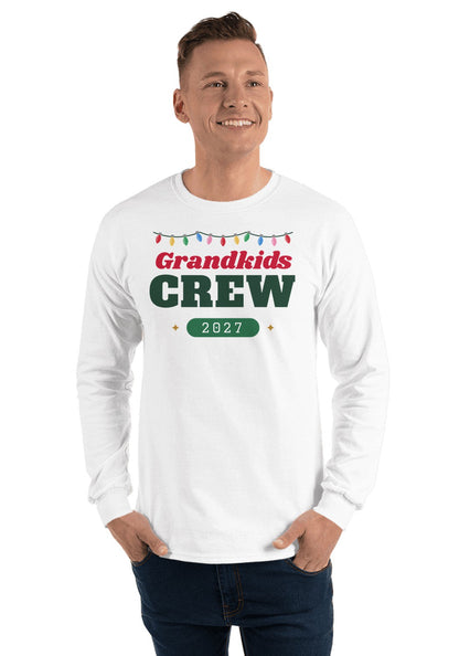 Grandkids Crew long sleeve pajama tee in White