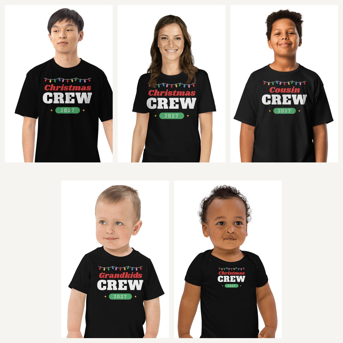 Christmas Crew 2027 Family Shirts in Black, family set