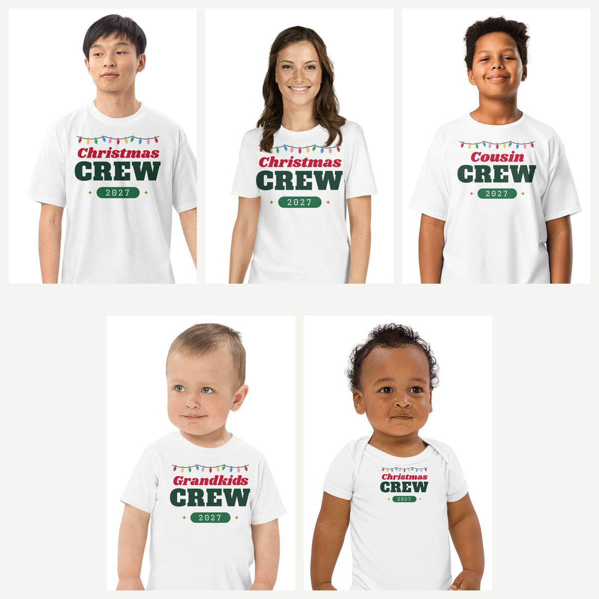 Christmas Crew 2027 Family Shirts in White, family set