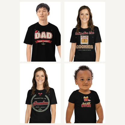 Christmas Pregnancy Reveal and Baby Shirts in Black, family set