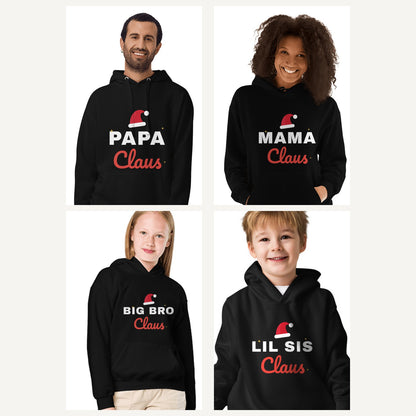 Claus Family Christmas Hoodies in Black, family set