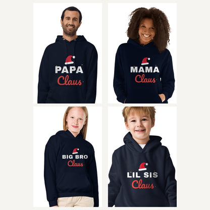 Claus Family Christmas Hoodies in Navy, family set