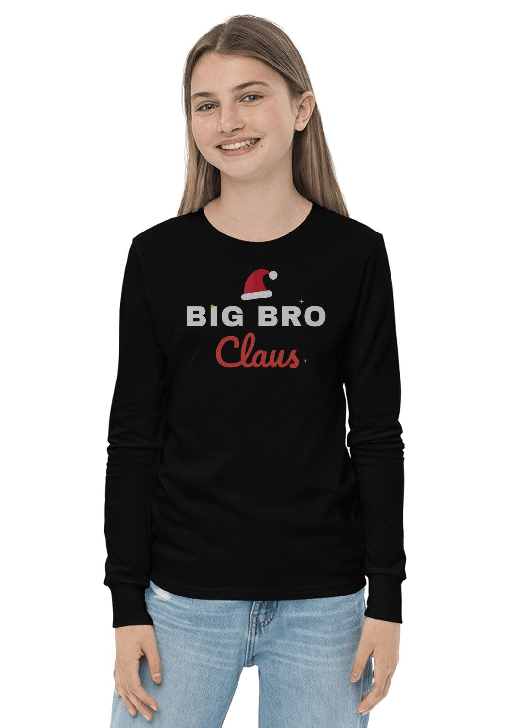 Big Bro Claus long sleeve pajama tee in Black