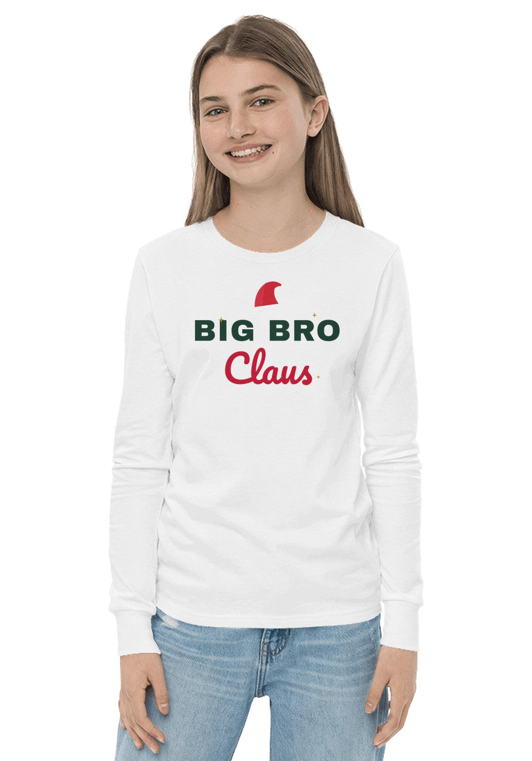 Big Bro Claus long sleeve pajama tee in White