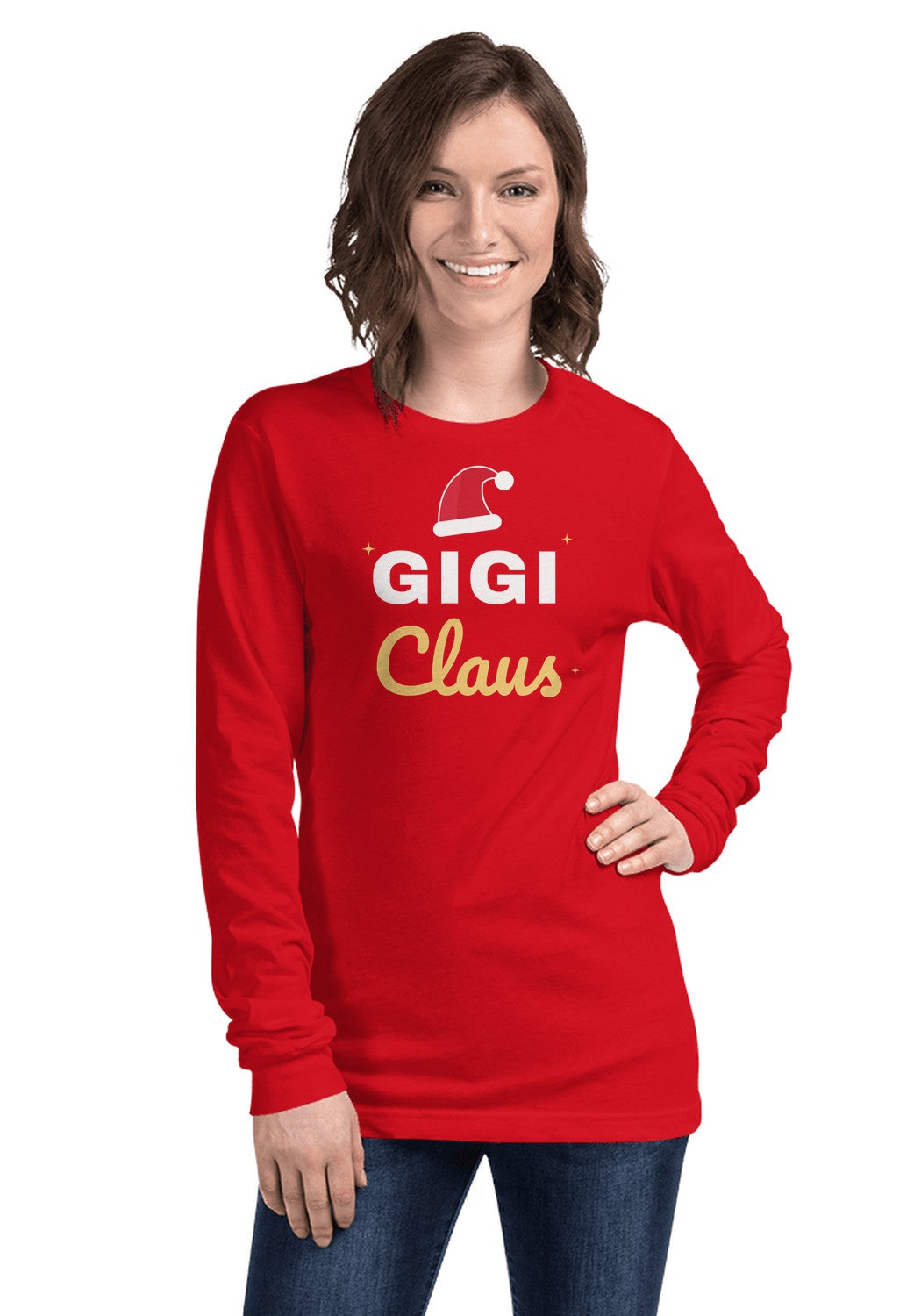 Gigi Claus long sleeve pajama tee in Red