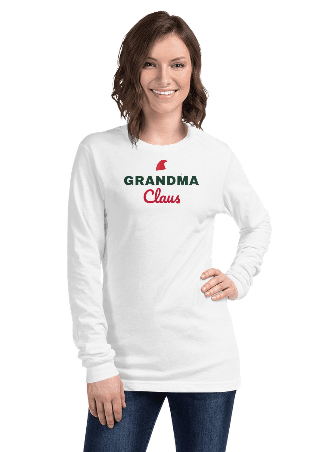 Grandma Claus long sleeve pajama tee in White