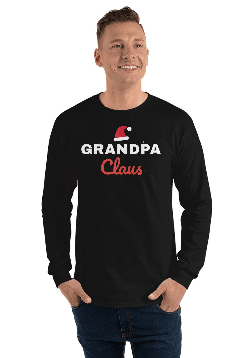 Grandpa Claus long sleeve pajama tee in Black