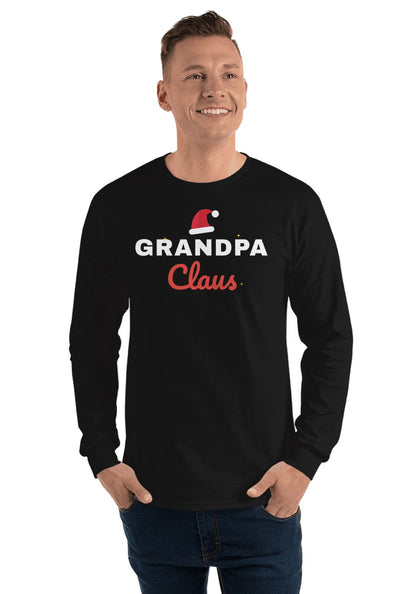 Grandpa Claus long sleeve pajama tee in Black