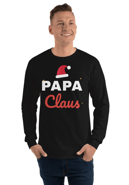 Papa Claus long sleeve pajama tee in Black