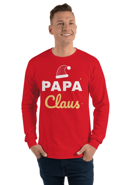 Papa Claus long sleeve pajama tee in Red