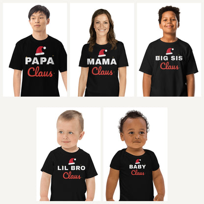 Claus Family Matching Christmas Shirts in Black, family set