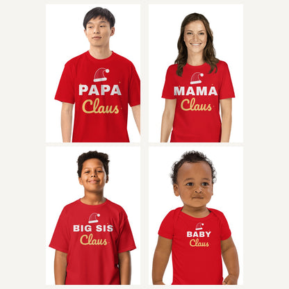 Claus Family Matching Christmas Shirts in Red, family set