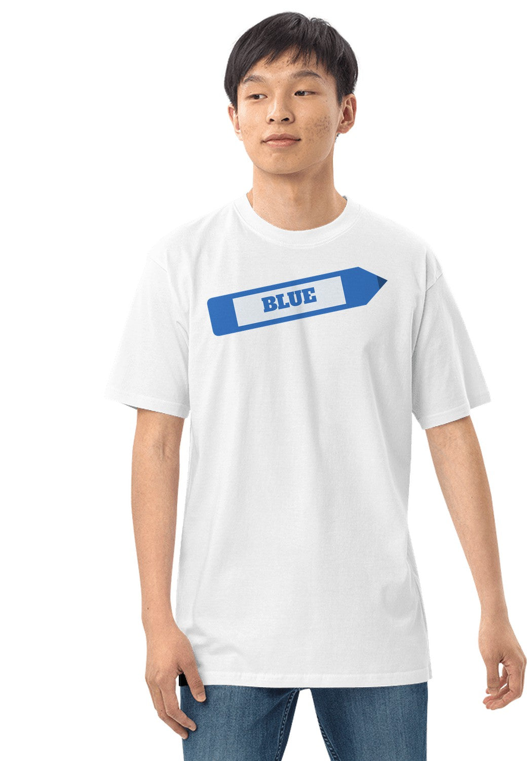 Blue Crayon t-shirt in White