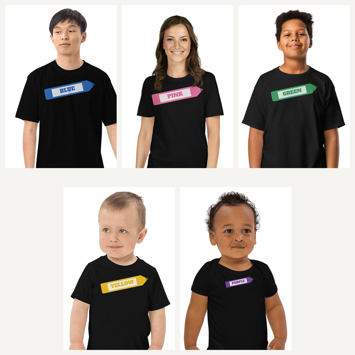Crayon Group Halloween Costume Shirts in Black, family set