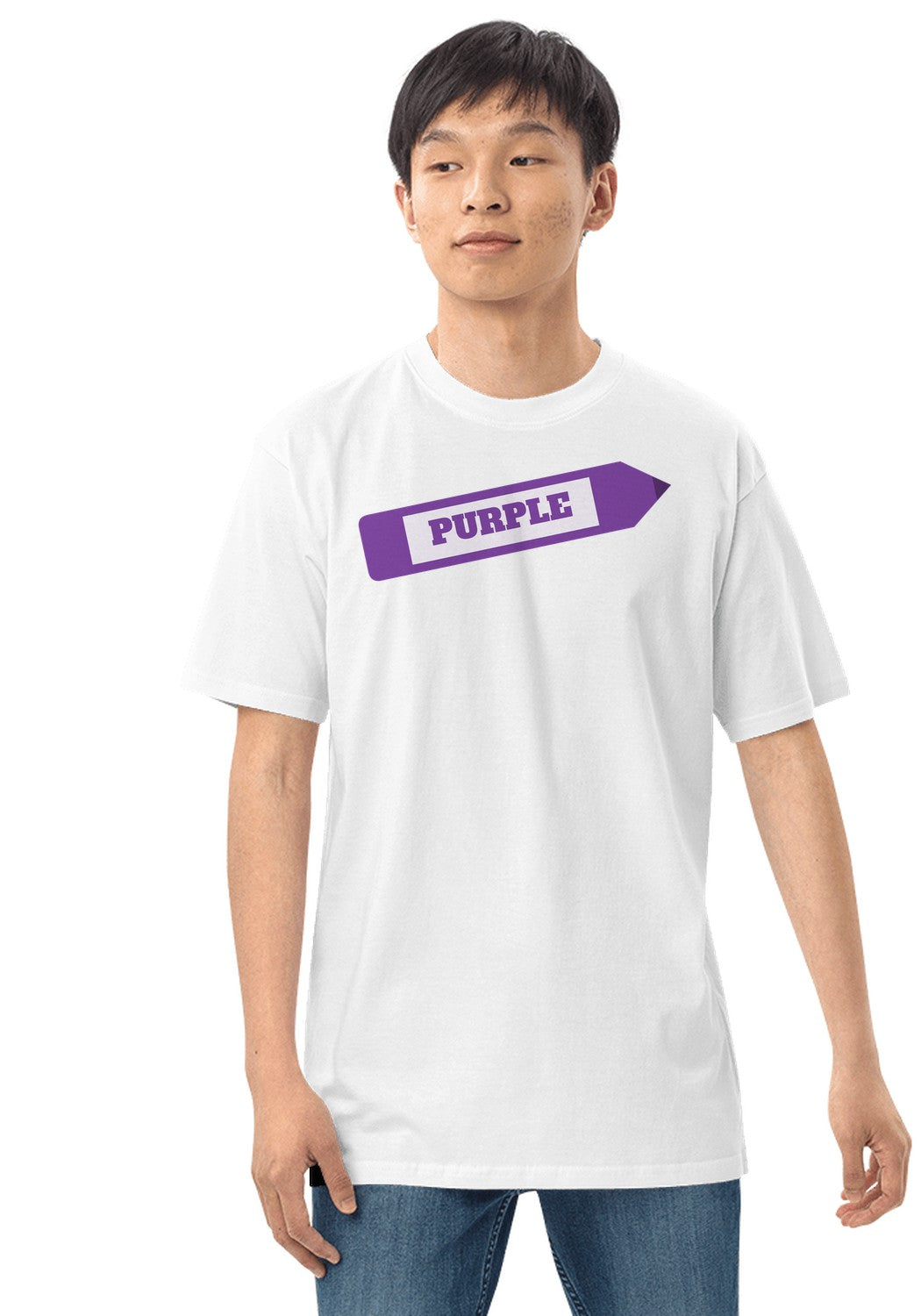 Purple Crayon t-shirt in White