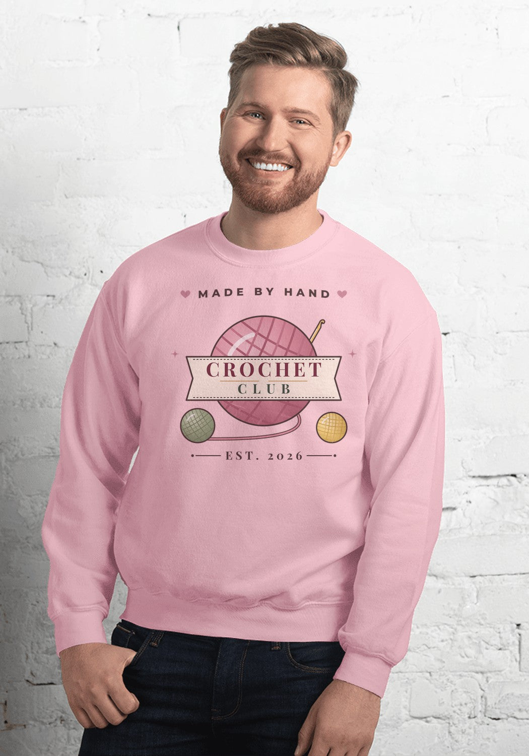 Crochet Club sweatshirt in Light Pink