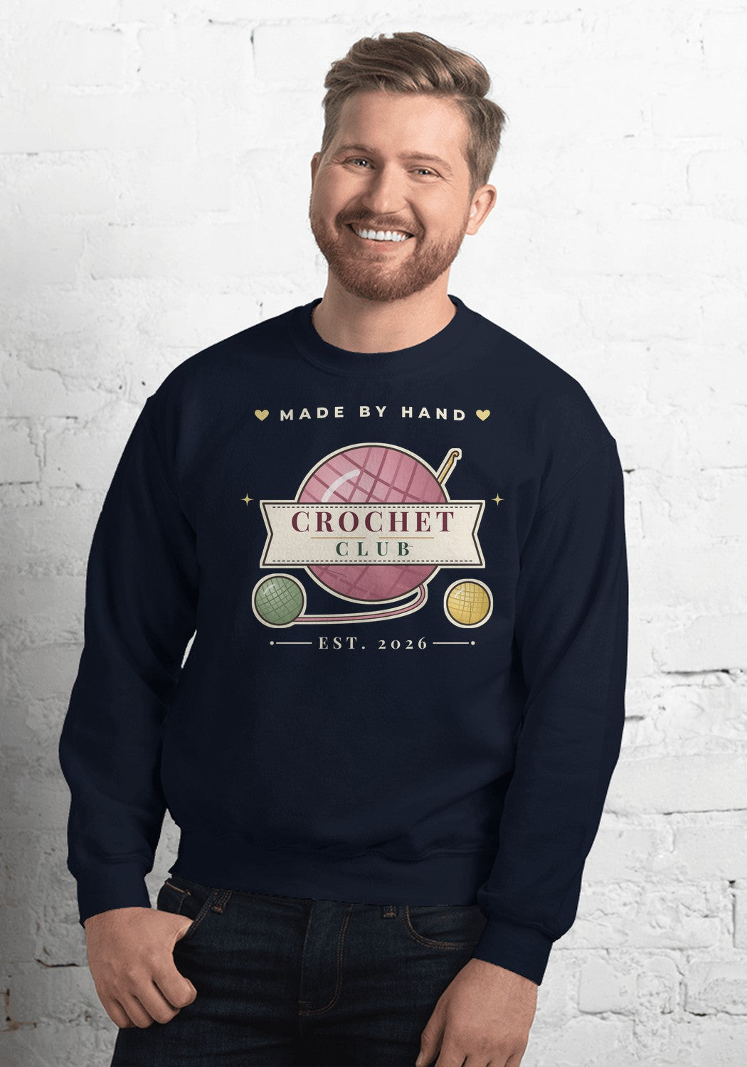 Crochet Club sweatshirt in Navy