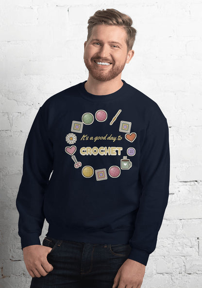 It's a Good Day to Crochet sweatshirt in Navy