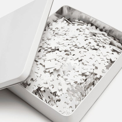 Custom photo puzzle in a keepsake tin