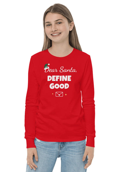 Dear Santa, Define Good long sleeve pajama tee in Red