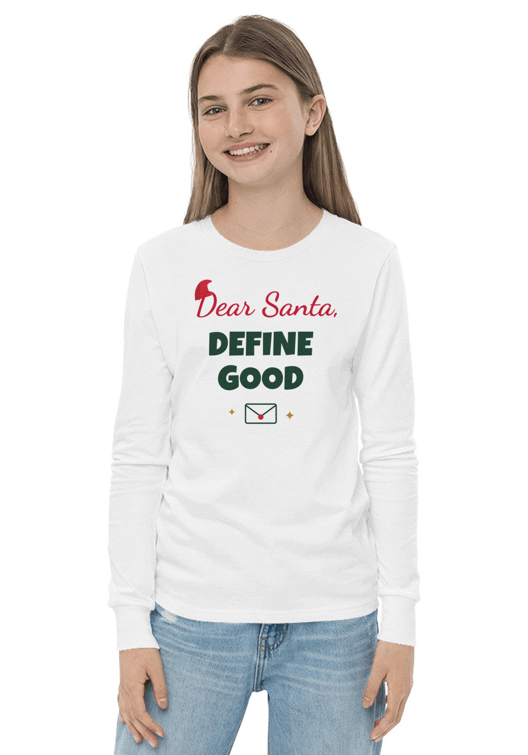 Dear Santa, Define Good long sleeve pajama tee in White