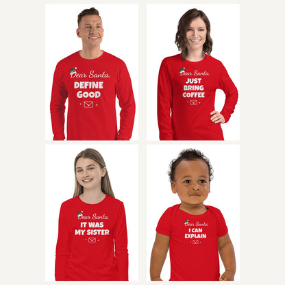 Dear Santa Christmas Pajama Shirts in Red, family set
