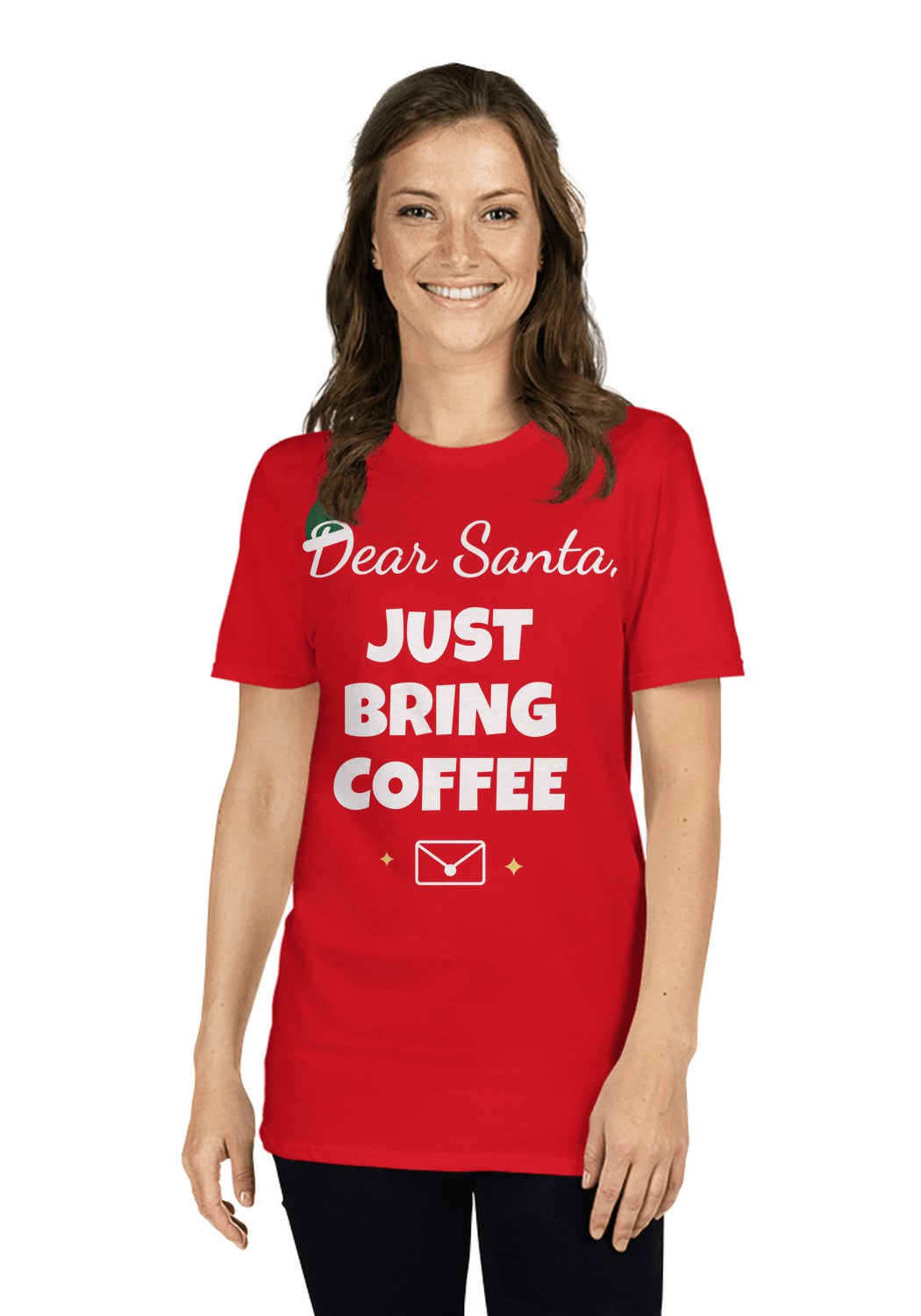 Dear Santa, Just Bring Coffee t-shirt in Red