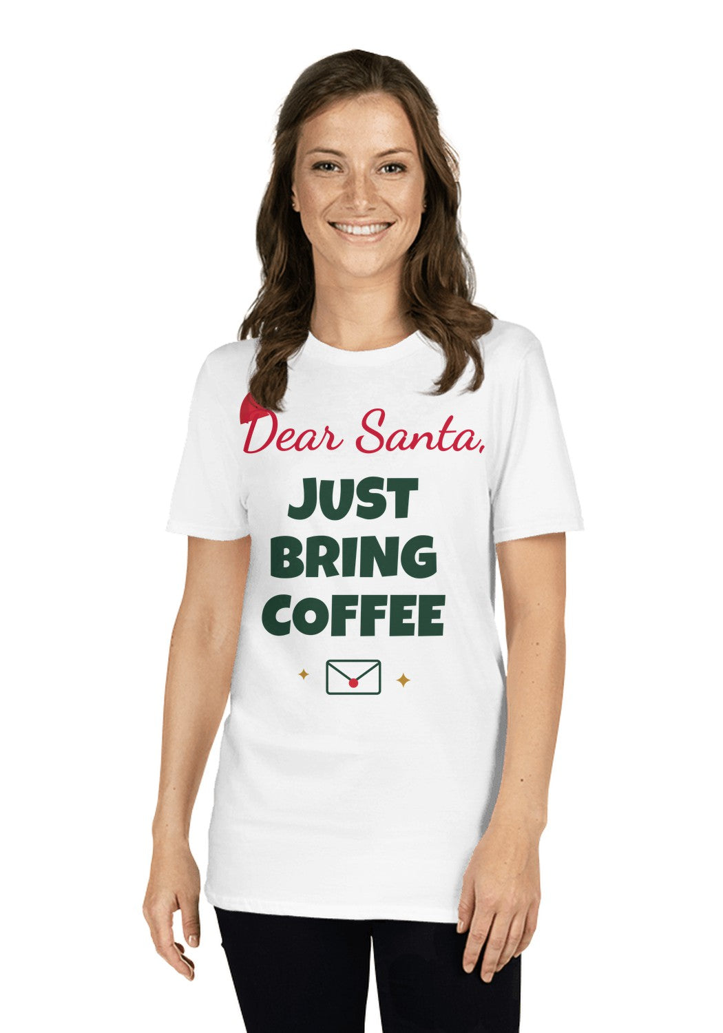 Dear Santa, Just Bring Coffee t-shirt in White