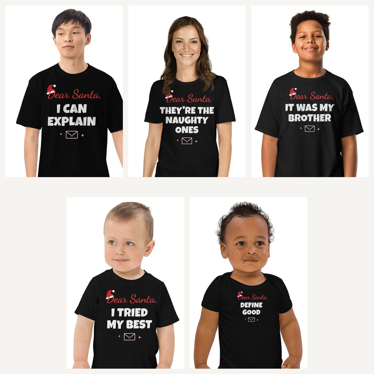 Dear Santa Funny Family Christmas Shirts in Black, family set