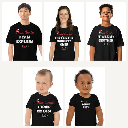 Dear Santa Funny Family Christmas Shirts in Black, family set